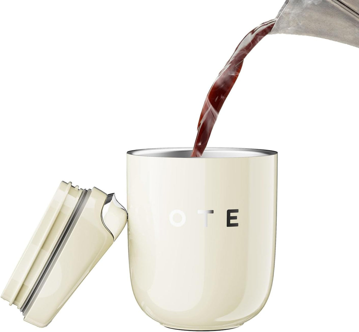 OTE vakuově izolovaný cestovní hrnek na kávu, dvoustěnný nerezový cestovní hrnek s víčkem, 350/220 ml