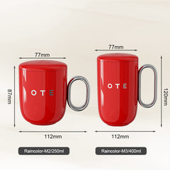 Hrnek na kávu OTE s uchem, 12 oz/8 oz (350/220 ml) izolovaný cestovní hrnek z nerezové oceli, dvojitá stěna, opakovaně použitelný šálek na kávu