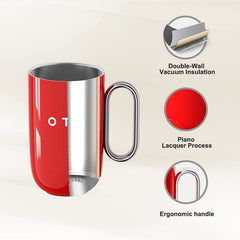 Hrnek na kávu OTE s uchem, 12 oz/8 oz (350/220 ml) izolovaný cestovní hrnek z nerezové oceli, dvojitá stěna, opakovaně použitelný šálek na kávu