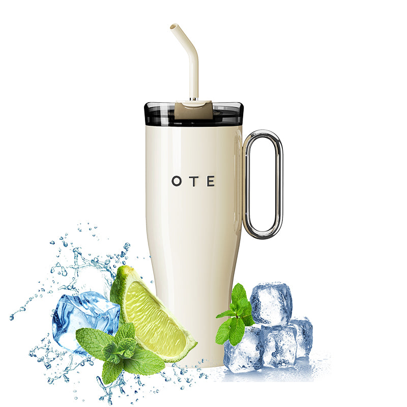 Ote1.2 l (42 oz) kávový hrnec jít, double-walled steel vacuum insulated mug with handle and straw, bpa free, portable car mug tumbler, thermal mug, kávový šálek na teplé a studené nápoje